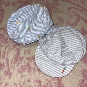 Striped Seersucker Newsboy Caps with Embroidered Accents Baby Boy 6M and S